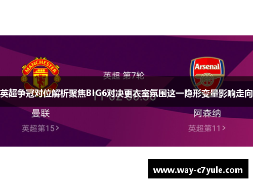 英超争冠对位解析聚焦BIG6对决更衣室氛围这一隐形变量影响走向 英超争冠对位解析聚焦BIG6对决更衣室氛围这一隐形变量影响走向